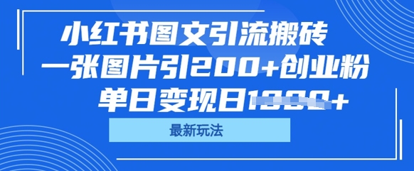 小红书图文引流搬砖,一张图片引200+创业粉,单日变现日数张D先生轻创|D先生轻创网|神话资源库|神话社D先生轻创