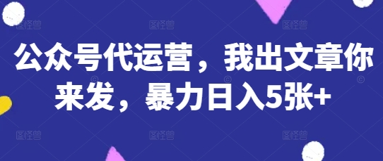 公众号代运营,我出文章你来发,暴力日入5张+【揭秘】D先生轻创|D先生轻创网|神话资源库|神话社D先生轻创