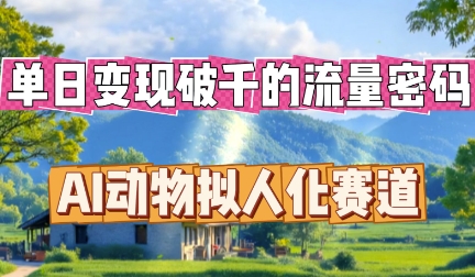 单日变现破k的流量密码,AI动物拟人化赛道D先生轻创|D先生轻创网|神话资源库|神话社D先生轻创