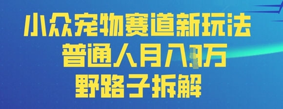 小众宠物赛道新玩法,普通人月入过1W的野路子拆解D先生轻创|D先生轻创网|神话资源库|神话社D先生轻创