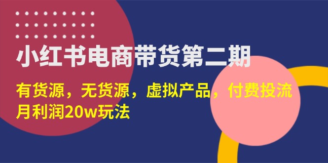(14186期)小红书电商带货第二期,有货源,无货源,虚拟产品,付费投流,月利润20wD先生轻创|D先生轻创网|神话资源库|神话社D先生轻创