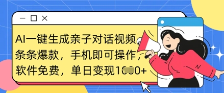 AI一键生成亲子对话视频,条条爆款,一部手机即可操作,单日变现数张D先生轻创|D先生轻创网|神话资源库|神话社D先生轻创